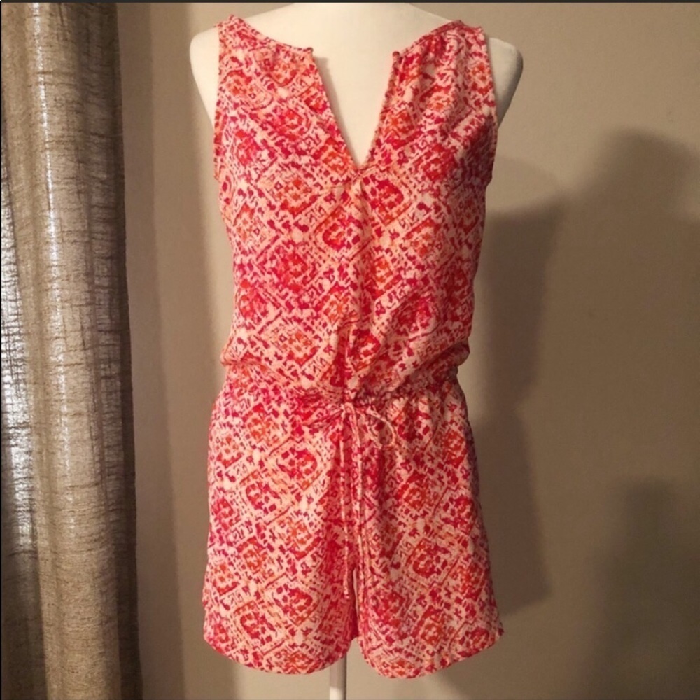 Gap Red Pink Patterned Romper - image 1